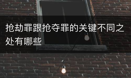 抢劫罪跟抢夺罪的关键不同之处有哪些