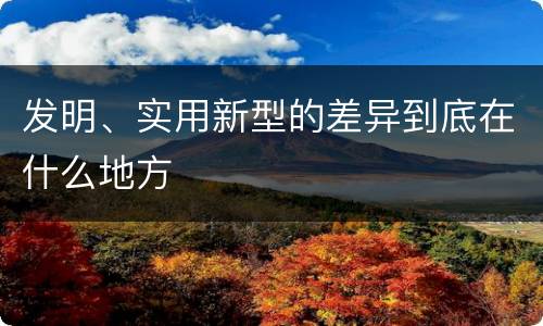 发明、实用新型的差异到底在什么地方