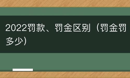 2022罚款、罚金区别（罚金罚多少）