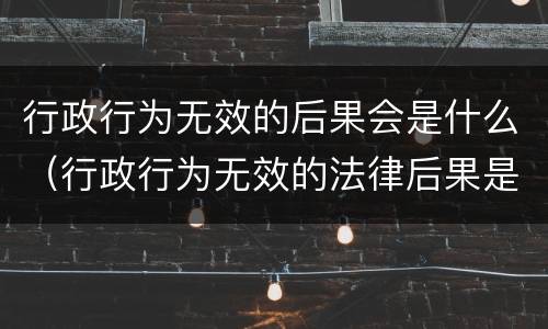 行政行为无效的后果会是什么（行政行为无效的法律后果是）