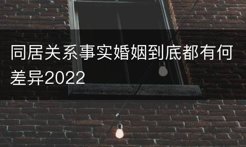 同居关系事实婚姻到底都有何差异2022