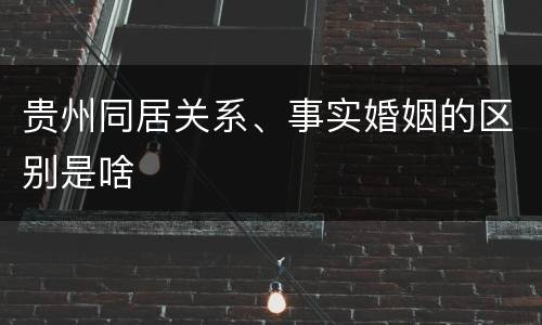 贵州同居关系、事实婚姻的区别是啥