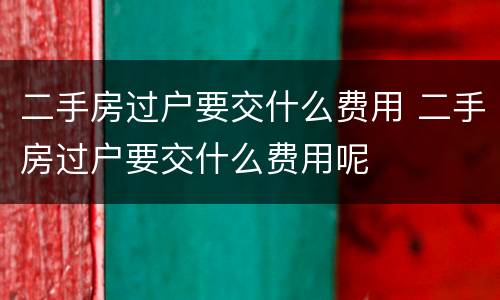 二手房过户要交什么费用 二手房过户要交什么费用呢