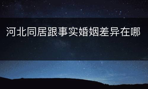 河北同居跟事实婚姻差异在哪