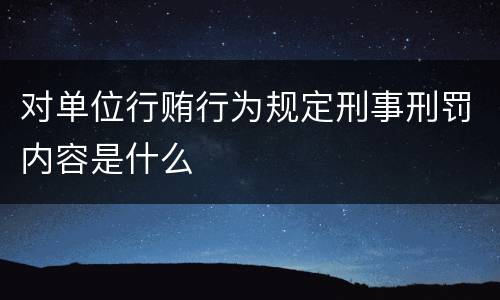 对单位行贿行为规定刑事刑罚内容是什么