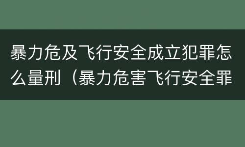 暴力危及飞行安全成立犯罪怎么量刑（暴力危害飞行安全罪）