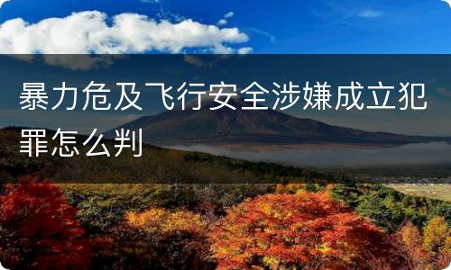 暴力危及飞行安全涉嫌成立犯罪怎么判