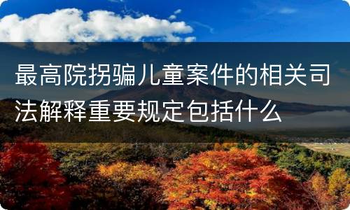 最高院拐骗儿童案件的相关司法解释重要规定包括什么