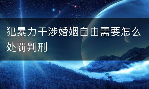 犯暴力干涉婚姻自由需要怎么处罚判刑
