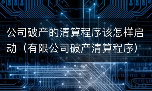 公司破产的清算程序该怎样启动（有限公司破产清算程序）
