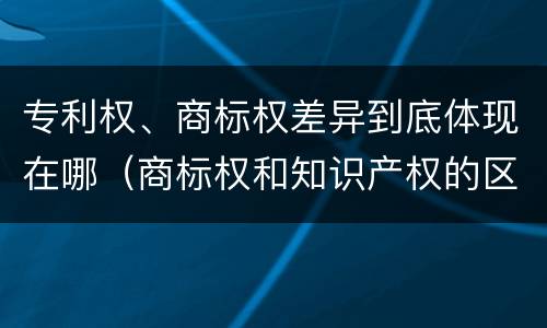 专利权、商标权差异到底体现在哪（商标权和知识产权的区别）