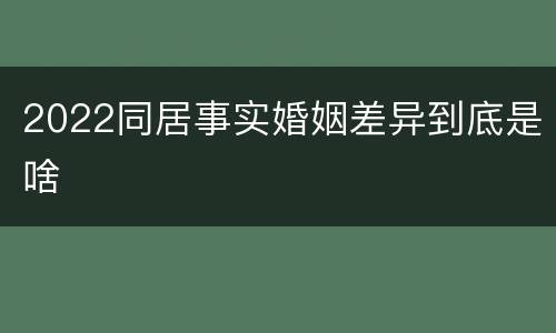 2022同居事实婚姻差异到底是啥