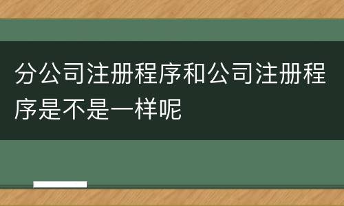 分公司注册程序和公司注册程序是不是一样呢