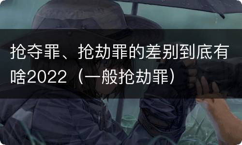 抢夺罪、抢劫罪的差别到底有啥2022（一般抢劫罪）