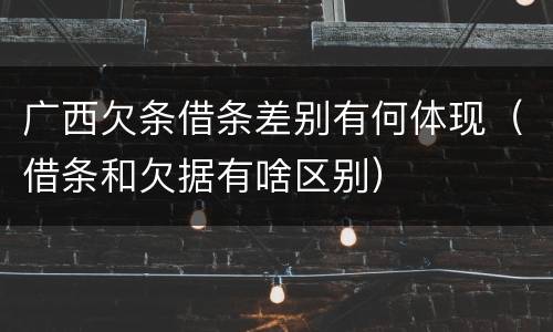 广西欠条借条差别有何体现（借条和欠据有啥区别）