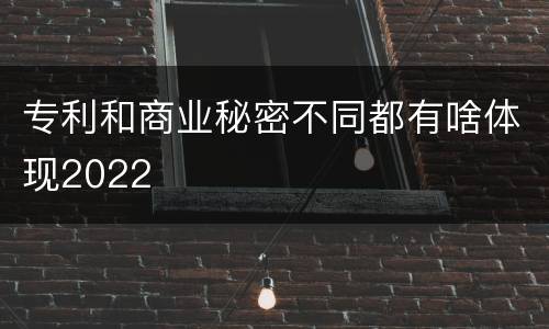专利和商业秘密不同都有啥体现2022