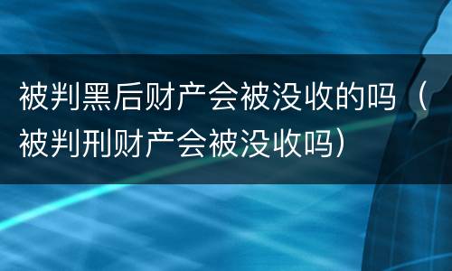 被判黑后财产会被没收的吗（被判刑财产会被没收吗）