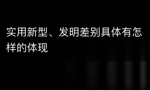 实用新型、发明差别具体有怎样的体现