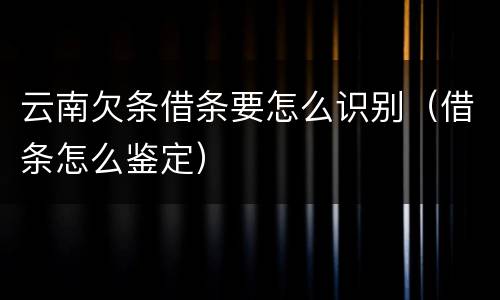 云南欠条借条要怎么识别（借条怎么鉴定）