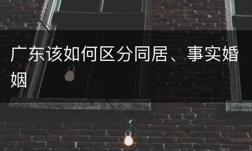 广东该如何区分同居、事实婚姻