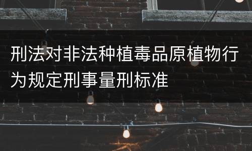 刑法对非法种植毒品原植物行为规定刑事量刑标准