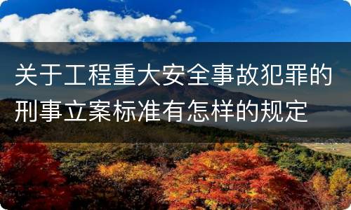 关于工程重大安全事故犯罪的刑事立案标准有怎样的规定