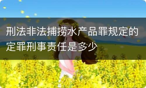 刑法非法捕捞水产品罪规定的定罪刑事责任是多少