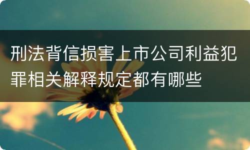 刑法背信损害上市公司利益犯罪相关解释规定都有哪些