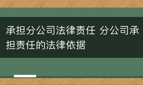 承担分公司法律责任 分公司承担责任的法律依据