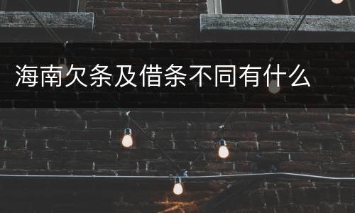 海南欠条及借条不同有什么