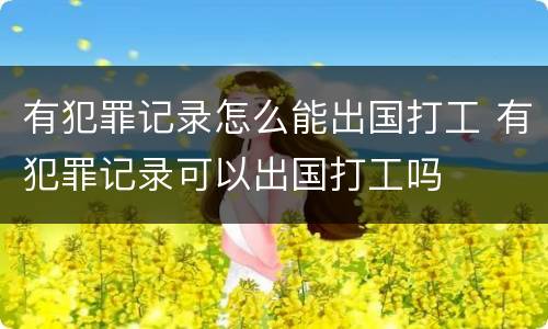 有犯罪记录怎么能出国打工 有犯罪记录可以出国打工吗