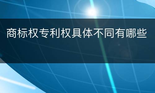商标权专利权具体不同有哪些