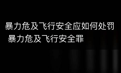 暴力危及飞行安全应如何处罚 暴力危及飞行安全罪