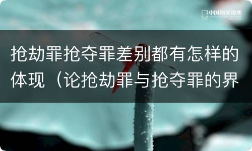 抢劫罪抢夺罪差别都有怎样的体现（论抢劫罪与抢夺罪的界限）