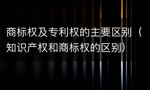 商标权及专利权的主要区别（知识产权和商标权的区别）
