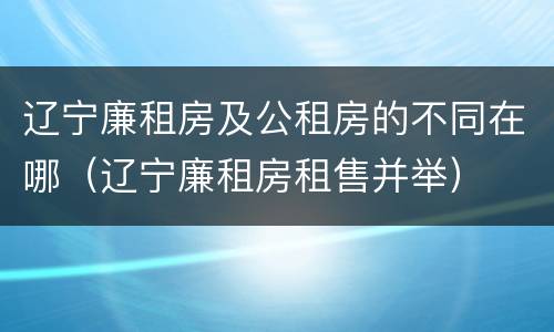辽宁廉租房及公租房的不同在哪（辽宁廉租房租售并举）