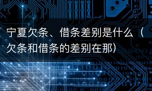 宁夏欠条、借条差别是什么（欠条和借条的差别在那）