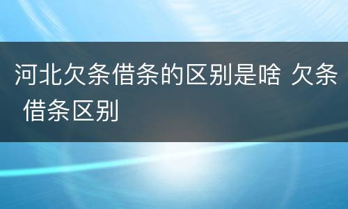 河北欠条借条的区别是啥 欠条 借条区别