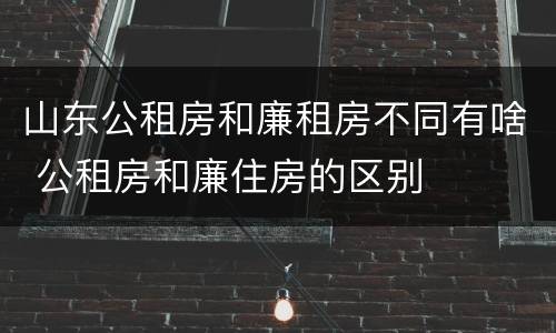 山东公租房和廉租房不同有啥 公租房和廉住房的区别