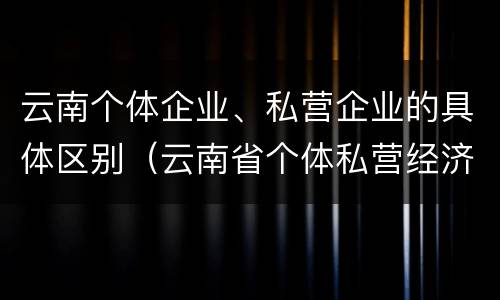 云南个体企业、私营企业的具体区别（云南省个体私营经济协会）