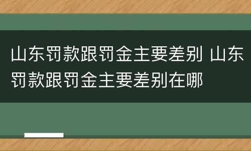 山东罚款跟罚金主要差别 山东罚款跟罚金主要差别在哪