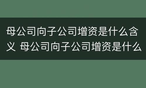 母公司向子公司增资是什么含义 母公司向子公司增资是什么含义啊