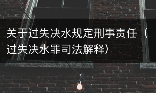 关于过失决水规定刑事责任（过失决水罪司法解释）