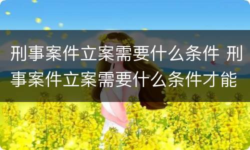 刑事案件立案需要什么条件 刑事案件立案需要什么条件才能立案