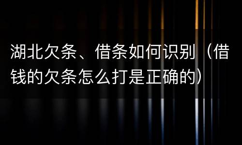 湖北欠条、借条如何识别（借钱的欠条怎么打是正确的）