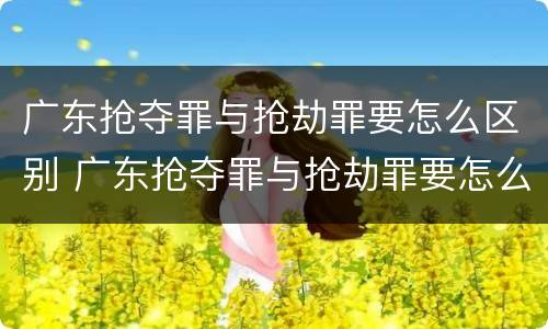 广东抢夺罪与抢劫罪要怎么区别 广东抢夺罪与抢劫罪要怎么区别判刑