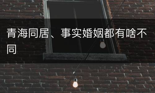 青海同居、事实婚姻都有啥不同