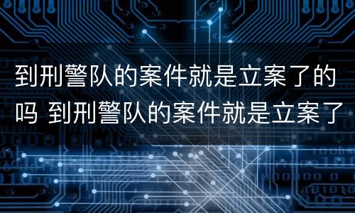 到刑警队的案件就是立案了的吗 到刑警队的案件就是立案了的吗