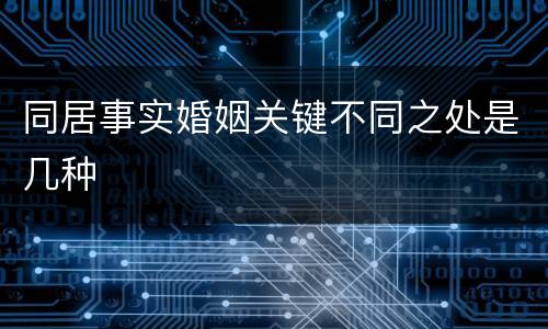 同居事实婚姻关键不同之处是几种