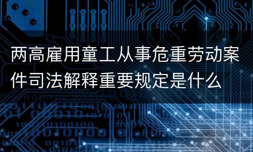 两高雇用童工从事危重劳动案件司法解释重要规定是什么